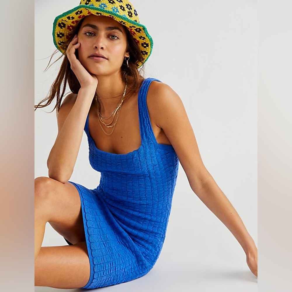 Free People Beach Blue Short And Sweet Mini Dress